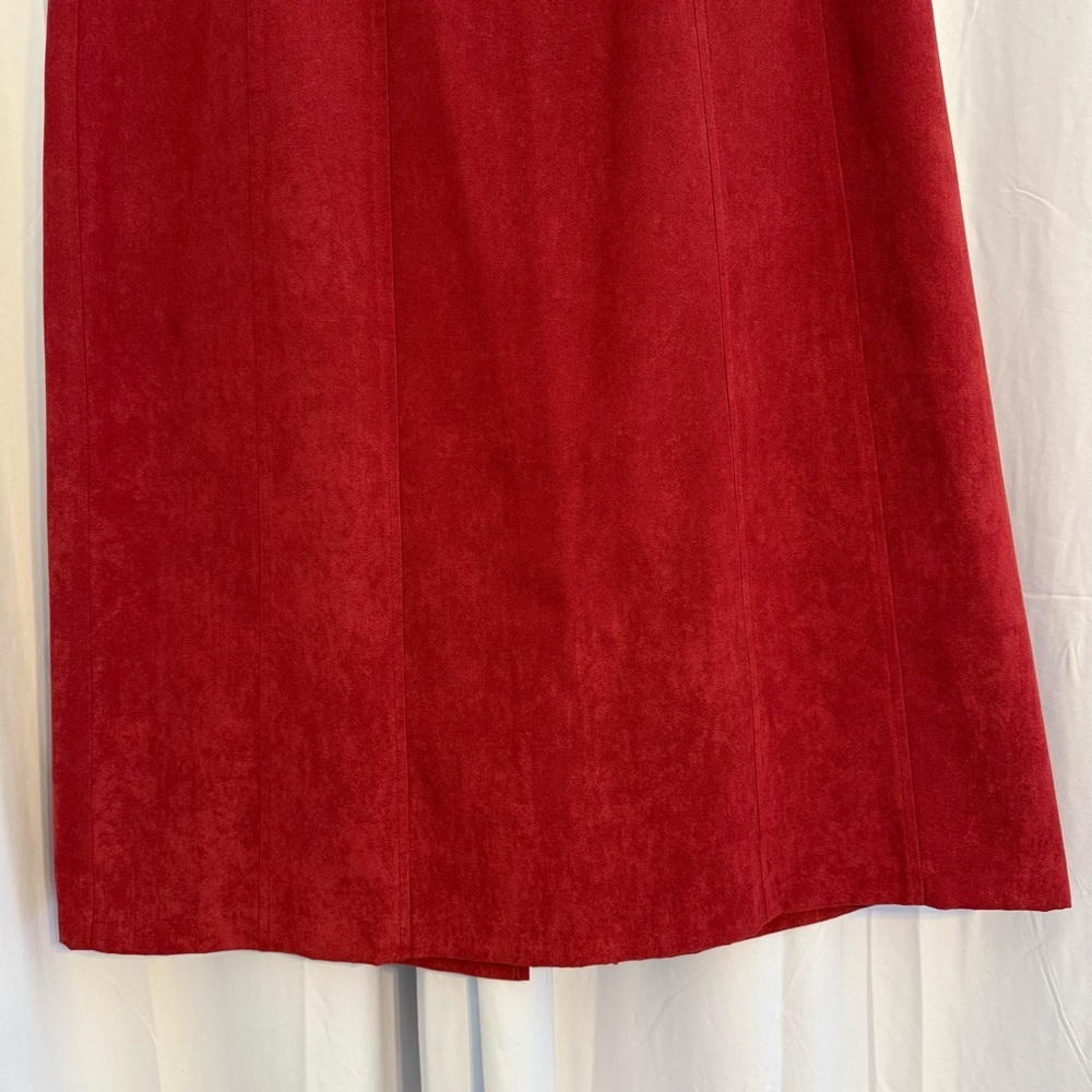 Burgundy Faux Suede Midi Skirt A Line High Waist Women’s Petite 16 Fall - Picture 5 of 10
